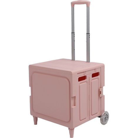 Chariot à roulettes pliable, rangement facile, grande capacité de charge, multifonctionnel, pliable et portable, avec boîte à roulettes rouge (1/5)