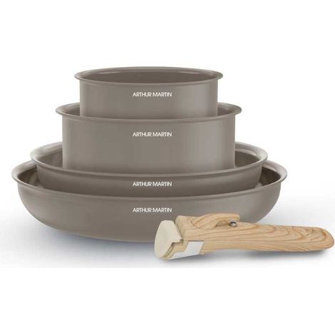 Batería de cocina Arthur Martin AM9192 5 pzas Taupe aluminio 2,5 mm cerámica