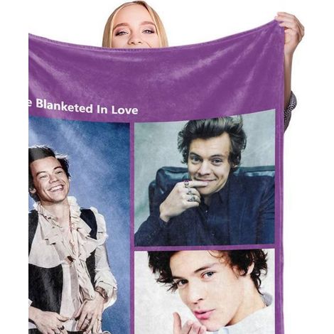 Plaid personnalisé Harry Styles BL600I - 80x100 cm, couverture étoile en laine douce, décoration chambre (1/3)