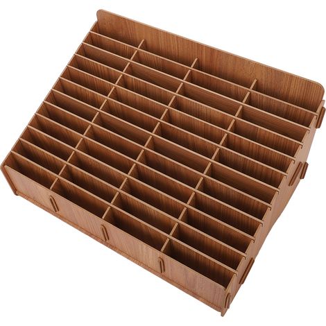 Boîte de rangement téléphone 48 compartiments, organiseur mural en bois pour bureau et maison, support de bureau élégant, casier à smartphones, meuble de stockage compact. (1/5)