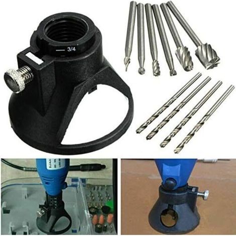 Kit de fixation rotatif multi-outils pour guidage de coupe HSS Foret de foret Dremel Rotary Multi Outil de coupe Guide de coupe Kit de coupe contrôlée – 11 Set (1/3)