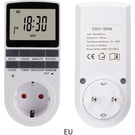 (2er-Pack) Programmierbare Digital-Steckdose mit Countdown-Timer, digitaler Tages-/Wochen-Programmierer, Steckdose mit LCD-Bildschirm und Zufallsmodus zur Einbruchsicherung (1/4)