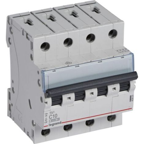 Interruptor magnetotérmico TX3 6kA-C 4P 10A (1/4)