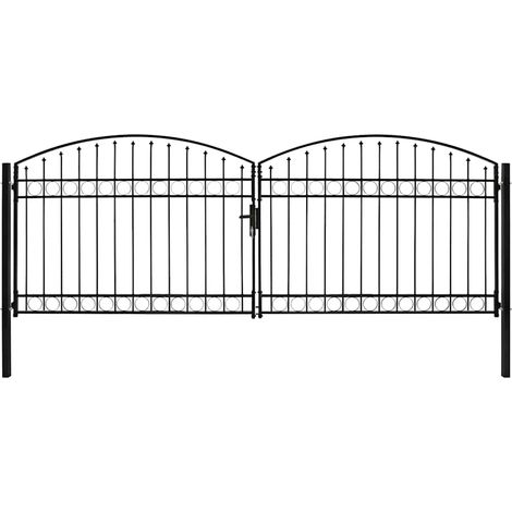 Puerta de valla ASSEN de doble puerta con arco superior de acero, 400 x 150 cm vidaXL (1/5)
