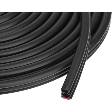 10M 12mm x 12mm Black Self Adhesive Door Window Seal Strip Rubber Seal Strip Noise Cancelling Collision Waterproof (1/5)