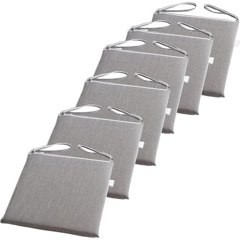 Lot de 2 Coussin de Chaise, Lin Lavable, Mousse Épaisse, Attaches Intégrées, Pour Cuisine Salle à Manger