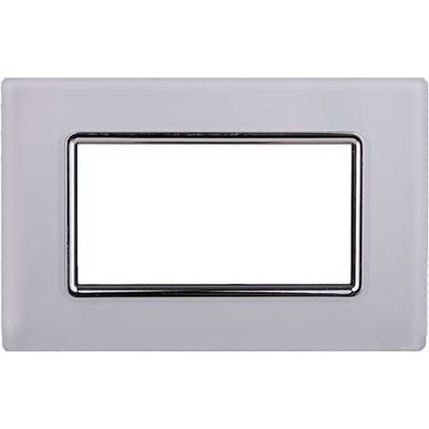 Ettroit Plaque compatible Bticino Livinglight 4 modules en verre, coloris blanc - LN84401