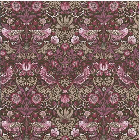 Vogel Tapete Profhome 390562 Vliestapete glatt mit floralen Ornamenten matt lila braun beige rot-violett 5,33 m2