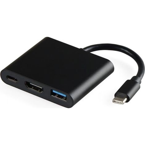 Adaptateur hub USB Type-C vers HDMI 4K 3-en-1 (noir) / Boîtier en alliage d'aluminium / Adaptateur hub USB C 3.1 (1/3)