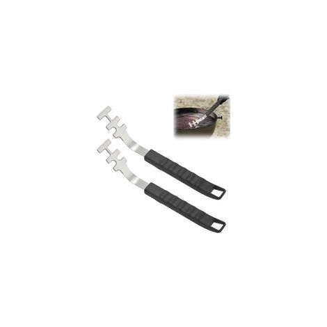Lot de 2 lève-grille résistants à la chaleur - Anti-brûlure - Poignée ergonomique - Accessoire de barbecue anti-brûlure - Outil universel pour barbecue et camping