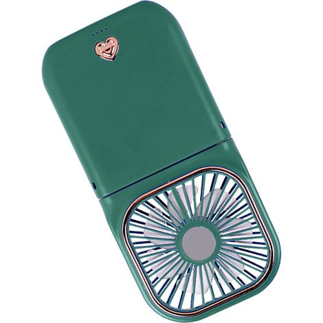 Ventilateur de cou pliable à trois niveaux réglables, rechargeable par USB, mini ventilateur portatif à suspendre autour du cou pour la randonnée et les pique-niques, vert (1/5)