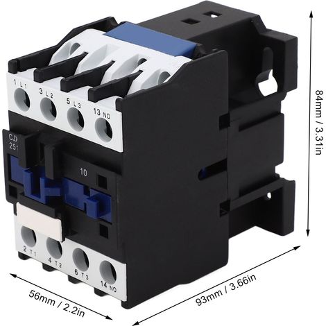 Contacteur AC 3P bobine cuivre 380V 25A, contacts argent normalement ouverts, interrupteur de circuit de commande. (1/5)
