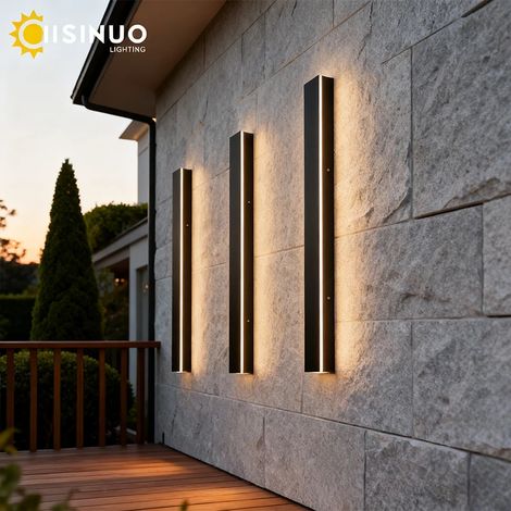 (60 x 5 cm - IP67 - Intensité lumineuse réglable) Applique murale extérieure étanche à LED, éclairage linéaire long IP65 en aluminium pour jardin, garage, porche, luminaire 110 V/220 V (1/5)