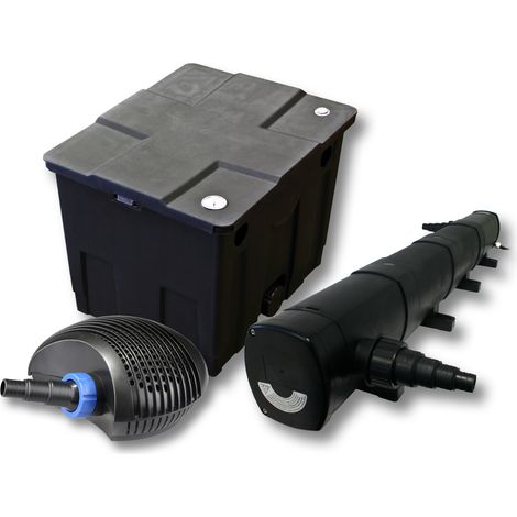 SunSun Komplettset: CBF-350 Teichfilter bis 12000 L Teichfilteranlage als Durchlauffilter, CTF-6000 SuperECO Teichpumpe 6000l/h 40W, CUV-272 Teichklärer UVC Klärer mit 72W