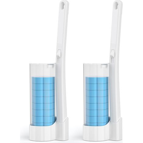 Kit de nettoyage de toilettes jetables (lot de 2), nettoyant hygiénique pour cuvette de toilettes avec 10 recharges par baguette pour un nettoyage quotidien en profondeur. (1/5)