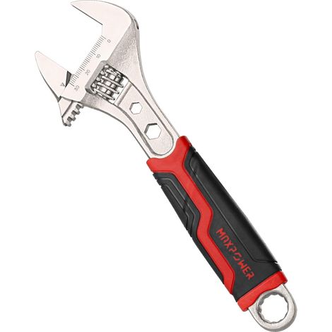 MaxPower Llave Inglesa 200mm (8 Pulgadas), 3-EN-1 Multifunción Llave Ajustable Inglesa Pequeña con Apertura Ø30mm y Empuñadura de PVC (1/5)