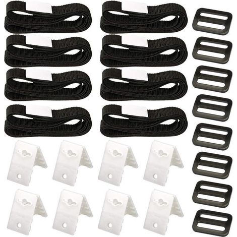 Kit di ancoraggio per copertura piscina,Kit di fissaggio con cinghie per piscine interrate,Include 8 cinghie in nylon,8 fermacorda e 8 fibbie (1/5)