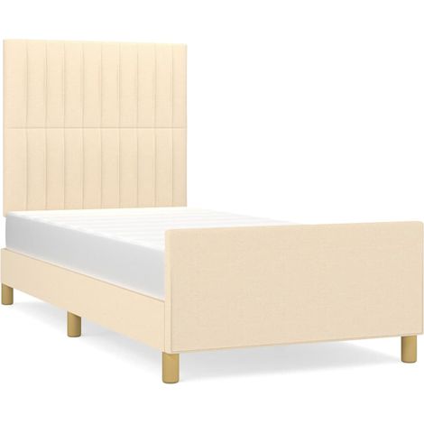 Lit Adulte - Lit Simple - Cadre de Lit crème 90x190 cm tissu q2294 (1/5)