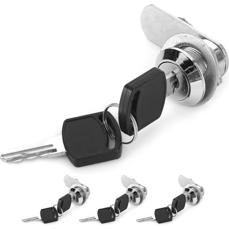 Coffret de 4 serrures tubulaires à came pour boîte à outils, tiroir, armoire, remorque et camping-car - Remplacement de verrou de 15 mm de diamètre avec clés incluses (1/5)