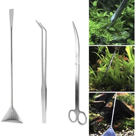 Kit d'outils d'aménagement paysager pour aquarium - 3 en 1, adapté aux aquariums et outils de taille des plantes aquatiques. (1/5)