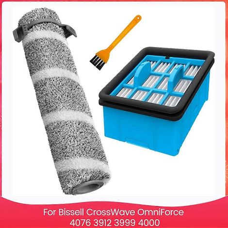 Kit de remplacement de pièces pour aspirateur Bissell CrossWave OmniForce 4076 3912 3999 4000 comprenant une brosse rotative et un filtre HEPA. (1/5)