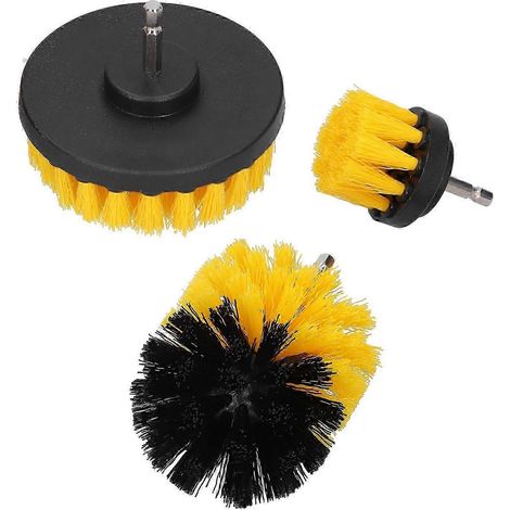 Ensemble de brosses pour perceuse AURA, brosse de nettoyage électrique à poils en nylon, outil de nettoyage de carrelage jaune (1/5)