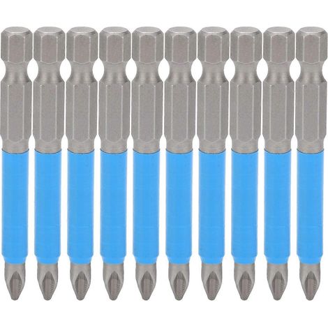 10-teiliges Set 65 mm Kreuzschlitzschraubendreher-Bits PH2, rutschfeste magnetische elektrische Handbohrer-Bits