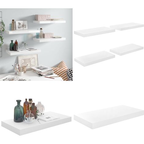Schweberegale 4 Stk. Hochglanz-Weiß 50x23x3,8 cm MDF - Schweberegale - Wandregale - Regalset - Wohnwandgestaltung - Dekorationsideen - Home & Living (1/5)