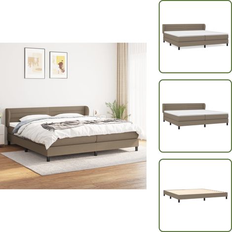The Living Store Cama box spring con colchón tela gris taupe 200x200 cm - Colchón de muelles