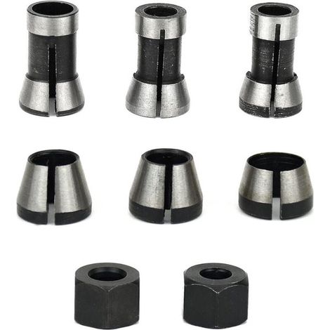Cabezal de pinza para fresadora, Pinza de fresado, 6 piezas de pinza de acero para fresadora, Pinza para fresa, 6 mm, 6,35 mm, 8 mm + 2 tuercas (1/5)