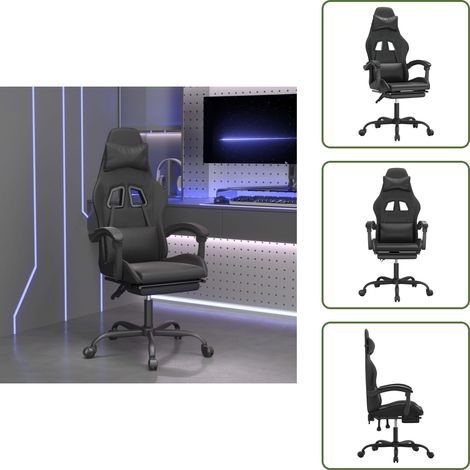 Gamingstuhl Schwarz - vidaXL Gaming-Stuhl mit Fußstütze Schwarz Kunstleder - Gamingstuhl mit Liegefunktion