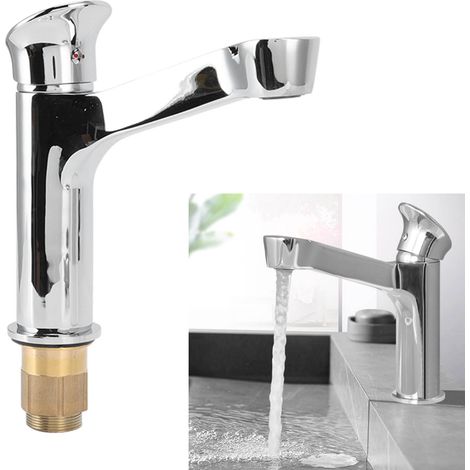 Robinet de lavabo tout cuivre, meuble-lavabo, lavabo, vasque sous plan, robinet d'eau chaude et froide, plaqué électrolytique (1/5)