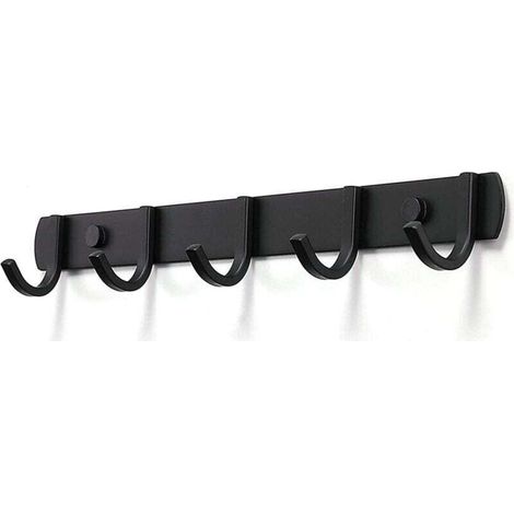Wandgarderobenhaken, Designer-Garderobenhaken aus Edelstahl, robuste Haken für Bad, Schlafzimmer oder Büro, Schwarz (5 Haken) - Crezuo