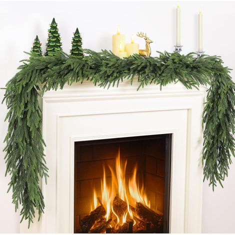 Guirlande de Noël en pin Norfolk de 12 pieds (deux sections de 6 pieds) décoration hivernale artificielle pour manteaux de cheminée, escaliers, tables de salle à manger et cheminées . (1/5)