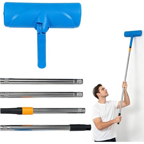 Kit de Rouleau à Peinture pour Plafond sans Goutte à Goutte, Rouleau à Peinture de 10 Pouces avec poignée Amovible étendue, boucliers Anti-éclaboussures, tête réglable (1/5)