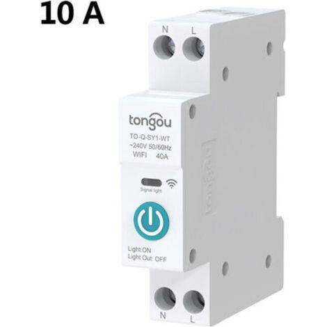 Disjoncteur intelligent 1P 10 A avec WiFi Tuya – Compatible maison connectée, montage sur rail DIN, télécommande sans fil (1/4)