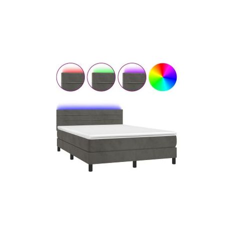 Sommier à lattes de lit avec matelas LED Gris foncé 140x200 (1/5)