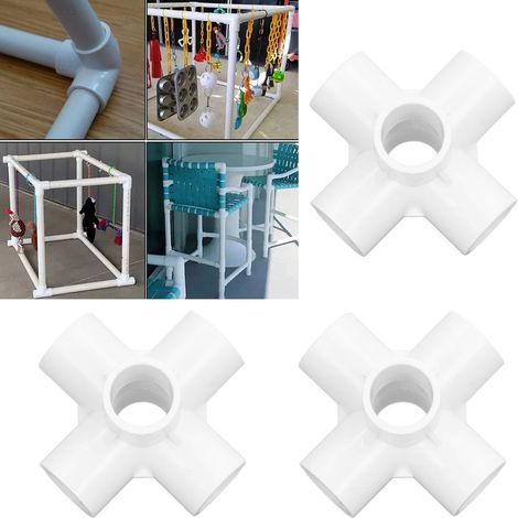 20-mm-PVC-Wasserleitungsfittings mit rechtwinkligen und Sechswege-Anschlüssen für Zu- und Ablaufrohre, geeignet für Möbel, Gewächshaus-Rohrverbindungen und Zeltverbindungen. Weiß. (1/5)