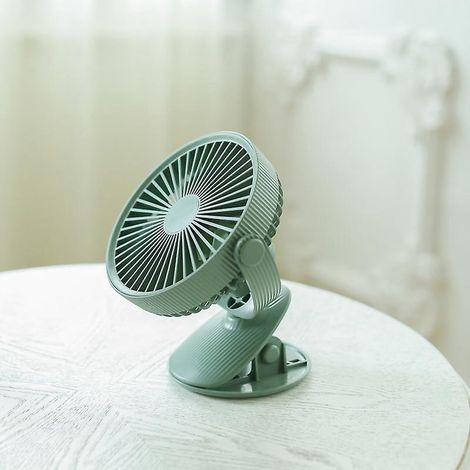 vert Fonc Mini Ventilateur Pince, Petit Ventilateur Usb Avec Batterie Rechargeable De 4000mah, 4 Vitesses, Max 14 Heures, Petit Et Silencieux Pou (1/5)