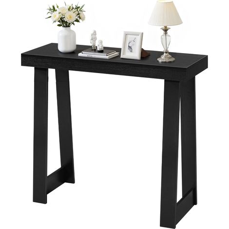 Console d’Entrée 91,5 cm de Long, Table Console Moderne, Table d'Appoint Rectangulaire en Bois, Bout de Canapé Étroit et Long, Meuble de Rangement pour Couloir, Chambre, Salon, Vestibule, Noir (1/5)