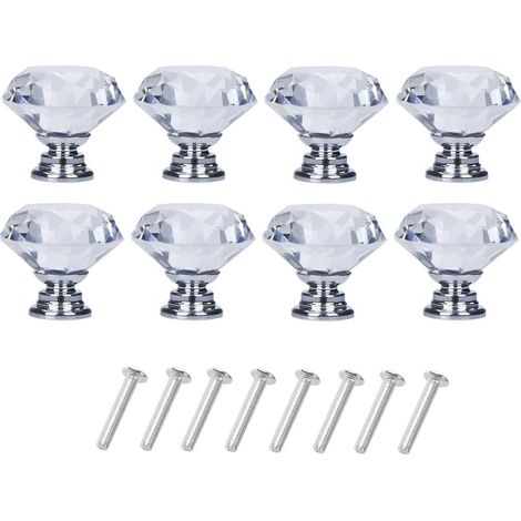 Boutons en verre transparent/argenté en forme de losange (8 pièces) (1/5)