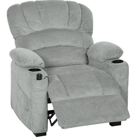 Sillón relax eléctrico reclinable con USB, portavasos y 2 memorias, gris (1/5)