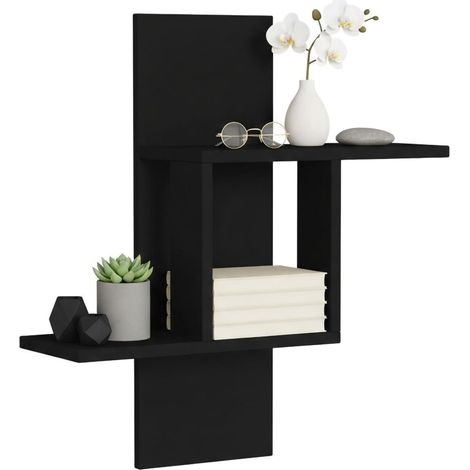 Mensola Lozen, 2 Ripiani, Sfumatura Colore Struttura Antracite, 64x20x70h cm Nero Antracite