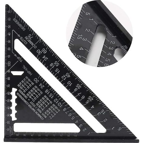 Équerre de charpentier multifonctionnelle en alliage d'aluminium avec équerre triangulaire de 7 pouces, règle d'angle métrique et rapporteur (1/5)