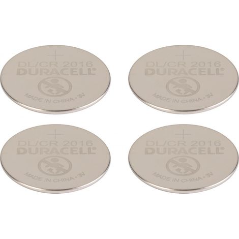 Duracell - 2016, Batteria Bottone al litio 3V, confezione da 4, con Tecnologia Baby Secure per l'uso su chiavi con sensore magnetico, bilance, elementi indossabili (DL2016/CR2016)