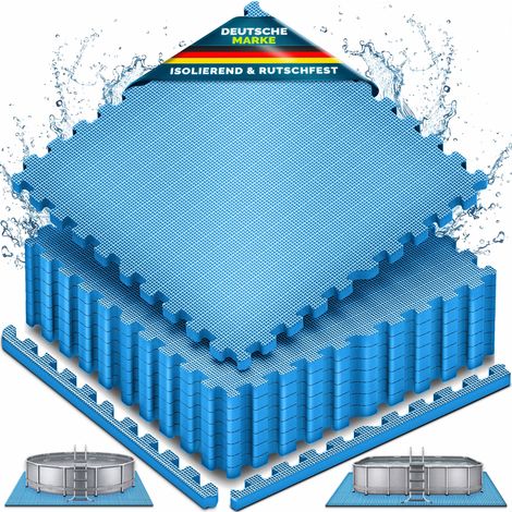 tillvex® Pool Bodenschutzmatte 8 Stück 62,5x62,5cm  Unterlegmatte 1 cm Dicke für Pool Planschbecken & Whirlpool  Poolmatte Bodenmatte Outdoor  Poolunterlage Bodenschutz Matten wärmeisolierend