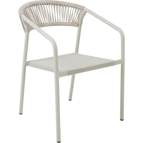 Chaise de jardin aluminium et rotin synthétique avec accoudoirs beige