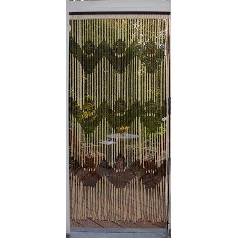 Rideau de porte à lanières de perles bois 90 x 200 cm – Anti-insectes – Prêt à poser – Décoration intérieure et extérieure – Confortex