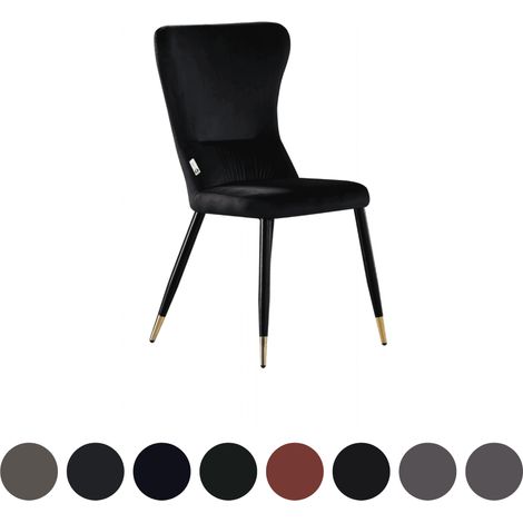 Chaise de salle à manger rembourrée New York LUX simple avec embouts dorés pour salle à manger et cuisine - Noir