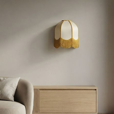 Aplique de Pared Blanco con Flecos Mostaza  Serie IRIS II (1/5)